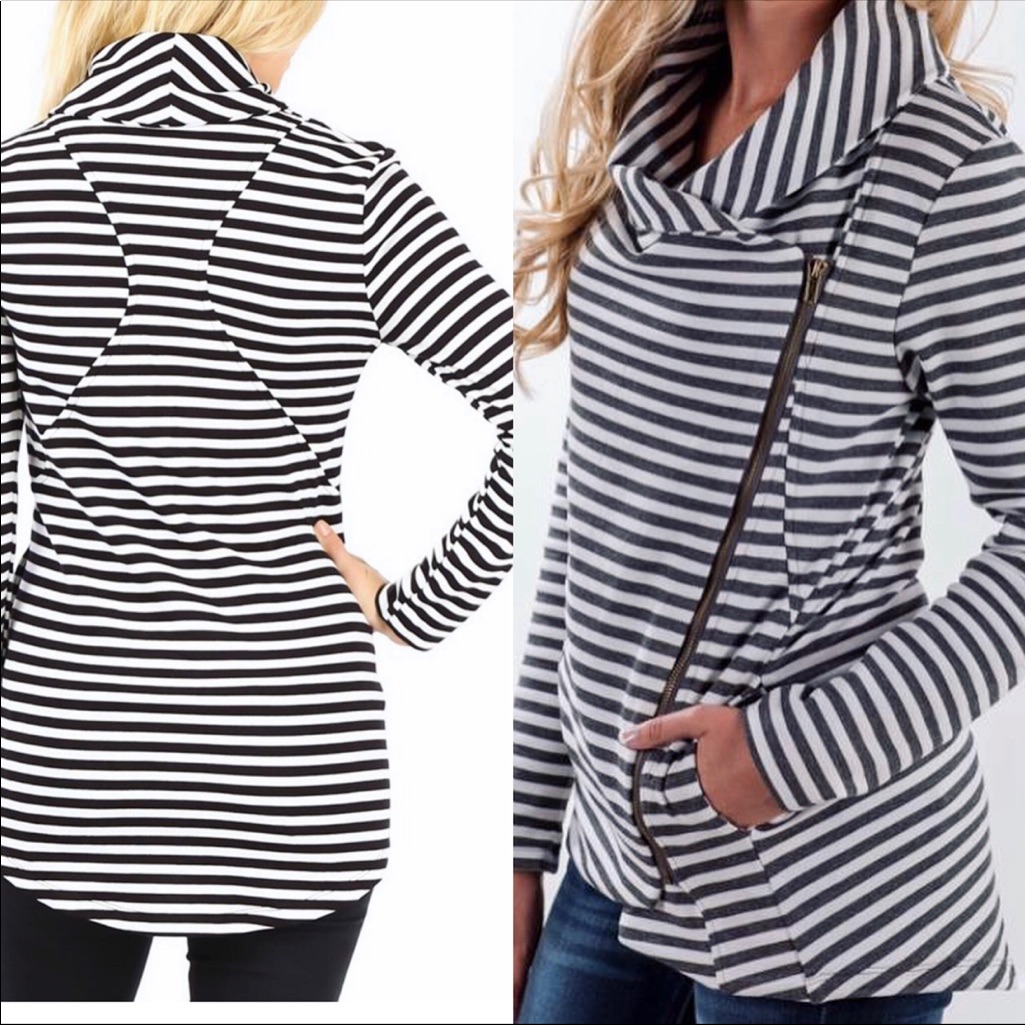 Striped Side Zip Jacket.